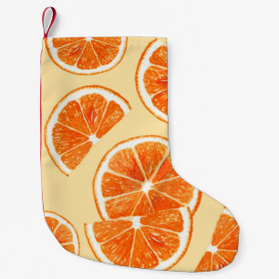 Calcetín Navideño Pequeño fruta patrón naranja, dieta, acuarela