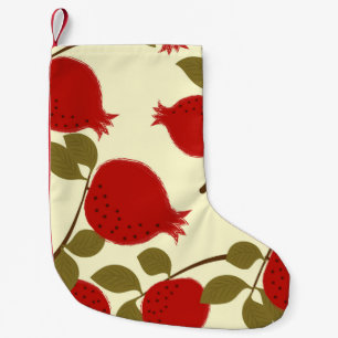 Calcetín Navideño Pequeño Frutas granadas: fondo amarillo Personalizado