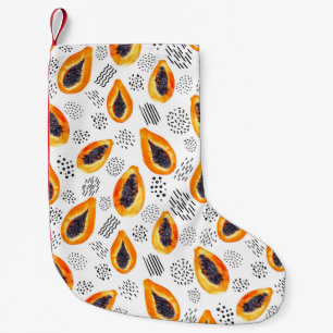 Calcetín Navideño Pequeño Fruto de la papaya: acuarela abstracta.