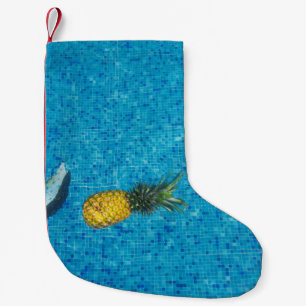 Calcetín Navideño Pequeño Fruto de piña amarillo