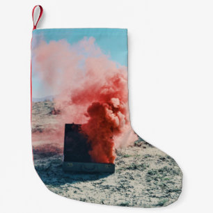 Calcetín Navideño Pequeño Funda gris con humo rosa