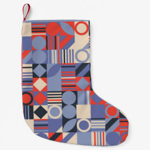 Calcetín Navideño Pequeño Fundas geométricas retro. Diseño retro Bauhaus c