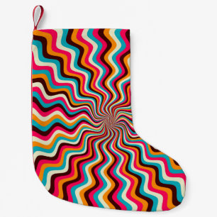Calcetín Navideño Pequeño Funky wavy multicolor fondo arte 7.