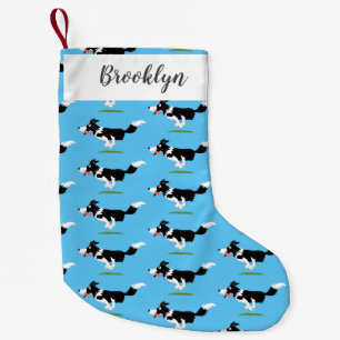 Calcetín Navideño Pequeño Funny Border Collie perro corriendo personalizado