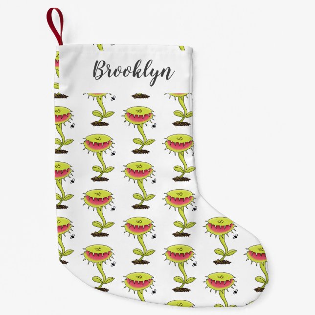 Calcetín Navideño Pequeño Funny carnívoro Venus trampa de mosca personalizad (Anverso)