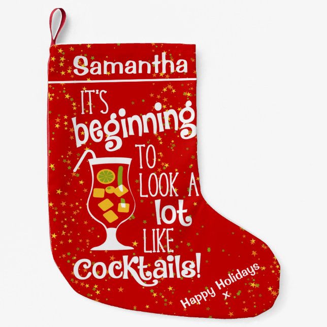 Calcetín Navideño Pequeño Funny Cocktail Lover (Anverso)