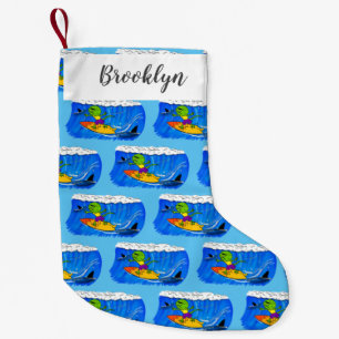 Calcetín Navideño Pequeño Funny personalizado de surf con lagarto frito