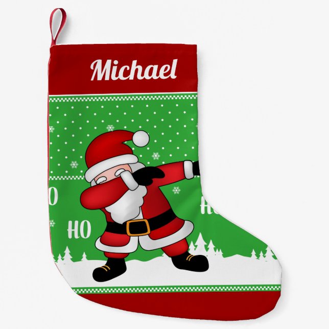Calcetín Navideño Pequeño Funny Santa Claus Dabbing (Anverso)