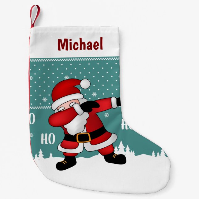 Calcetín Navideño Pequeño Funny Santa Claus Dabbing (Anverso)