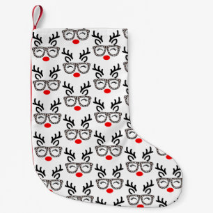 Calcetín Navideño Pequeño Gafas de Leopardo Reno de Navidad Fiesta