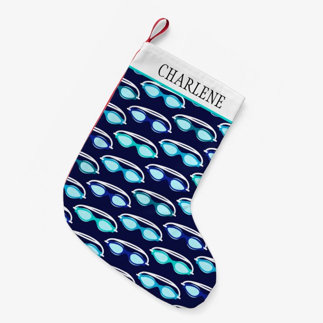 Calcetín Navideño Pequeño Gafas de natación estampadas (Frente (Colgado))