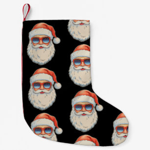 Calcetín Navideño Pequeño Gafas de sol de Navidad Retro Cara de Santa Navida