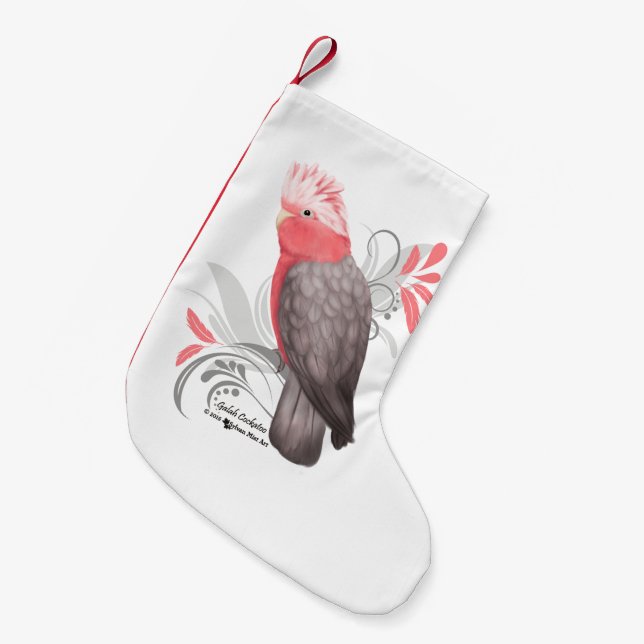 Calcetín Navideño Pequeño Galah Cockatoo (Frente (Colgado))