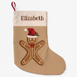 Calcetín Navideño Pequeño Galleta de Jengibre Navideña Festiva & Nombre Pers
