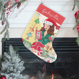 Calcetín Navideño Pequeño Galletas de cascanueces de cocina de la Sra. Santa