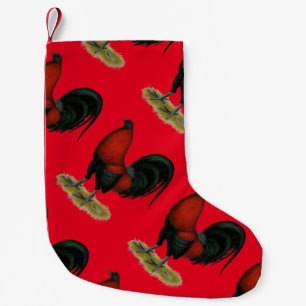 Calcetín Navideño Pequeño Gallo Rojo Negro BB Juego Americano