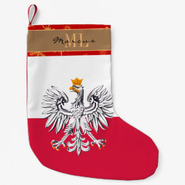 Calcetín Navideño Pequeño Ganadería de la bandera polaca, Polonia, monograma