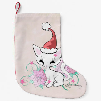 Calcetín Navideño Pequeño Gata Santa