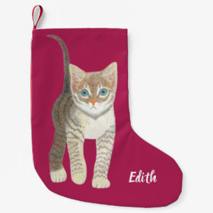 Calcetín Navideño Pequeño Gatito atigrado