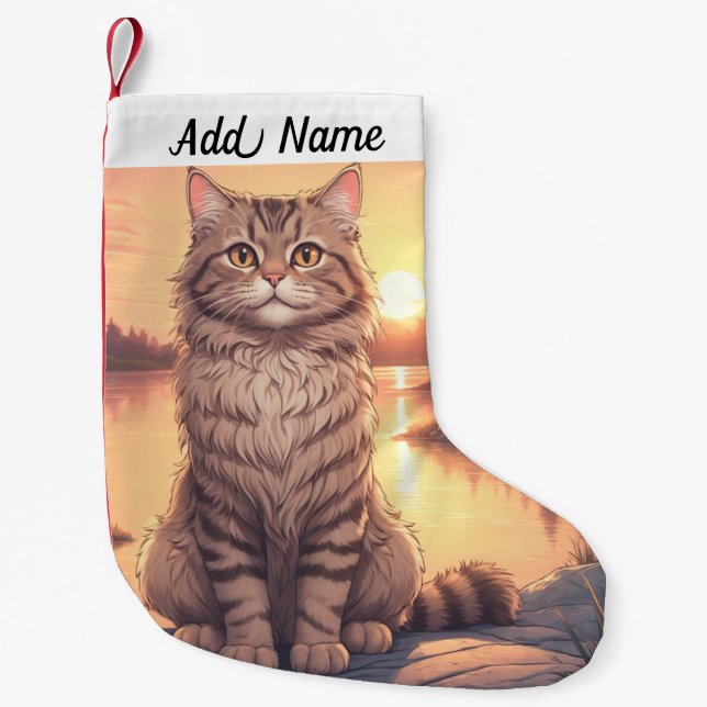 Calcetín Navideño Pequeño Gato atigrado (Anverso)