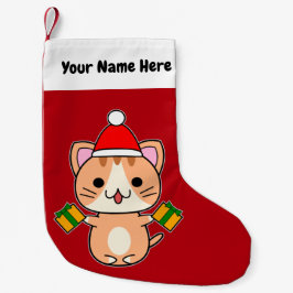 Calcetín Navideño Pequeño Gato atigrado ginger de Navidad