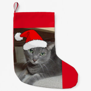 Calcetín Navideño Pequeño Gato azul ruso navidad
