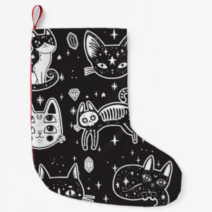 Calcetín Navideño Pequeño Gato de bruja: Ilustracion aislado de época