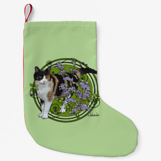 Calcetín Navideño Pequeño Gato de calicó con el Nepeta