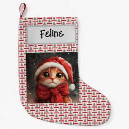 Calcetín Navideño Pequeño Gato De Gengibre, Navidades, Personalizado Con Nom