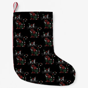 Calcetín Navideño Pequeño Gato de Navidad Hizo Copos de Nieve Divertidos Gat