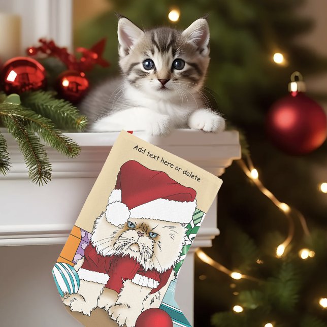 Calcetín Navideño Pequeño Gato de Navidades persas (Subido por el creador)