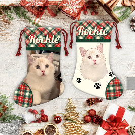 Calcetín Navideño Pequeño Gato de Ragdoll personalizado