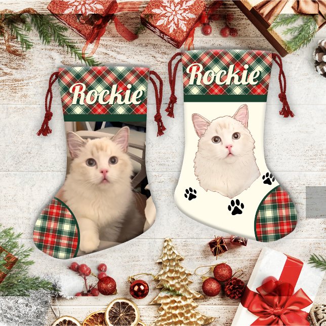 Calcetín Navideño Pequeño Gato de Ragdoll personalizado (Subido por el creador)