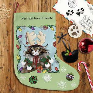 Calcetín Navideño Pequeño Gato divertido de Navidad Humor descarado Maine Co