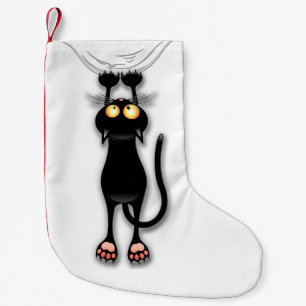 Calcetín Navideño Pequeño Gato divertido Personaje Rascando Tela