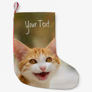 Calcetín Navideño Pequeño Gato divertido sonriente Santa personalizado