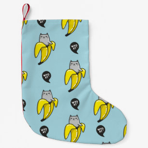 Calcetín Navideño Pequeño Gato en banana