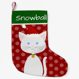 Calcetín Navideño Pequeño Gato lindo con Sombrero Santa