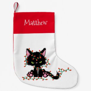 Calcetín Navideño Pequeño Gato lindo, enojado y gruñón de Navidad