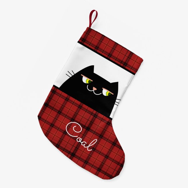 Calcetín Navideño Pequeño Gato negro (Frente (Colgado))