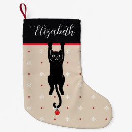 Calcetín Navideño Pequeño Gato Negro Colgando Regalo Divertido para Amantes