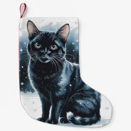 Calcetín Navideño Pequeño Gato negro Navidades Navidad