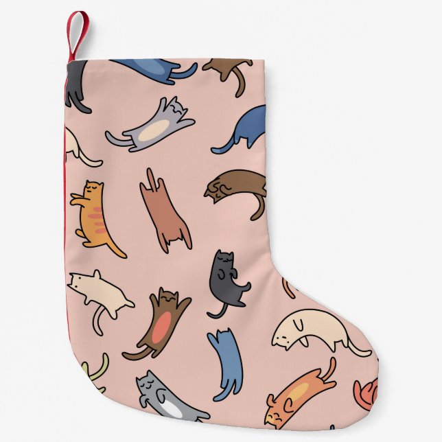 Calcetín Navideño Pequeño Gatos de doodle sin piel, ilustracion (Anverso)