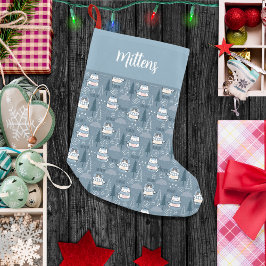 Calcetín Navideño Pequeño Gatos de invierno adorables monogramados puramente