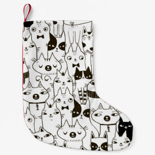 Calcetín Navideño Pequeño Gatos divertidos de garabatos patrón sin fisuras.