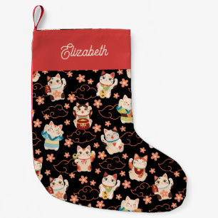 Calcetín Navideño Pequeño Gatos Maneki Neko Personalizados