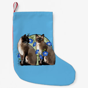 Calcetín Navideño Pequeño Gatos siameses con correhuelas