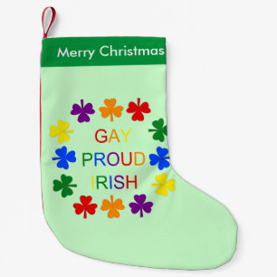 Calcetín Navideño Pequeño Gay Orgulloso Irlandés LGBT Rainbow Shamrock Perso
