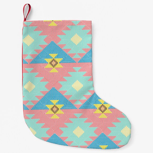 Calcetín Navideño Pequeño Geometric seamless pattern design,  home decor ide (Anverso)