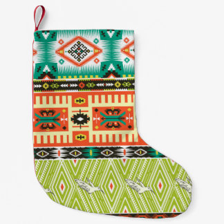 Calcetín Navideño Pequeño Geométrica Tribal: Cita Patrón de texto.